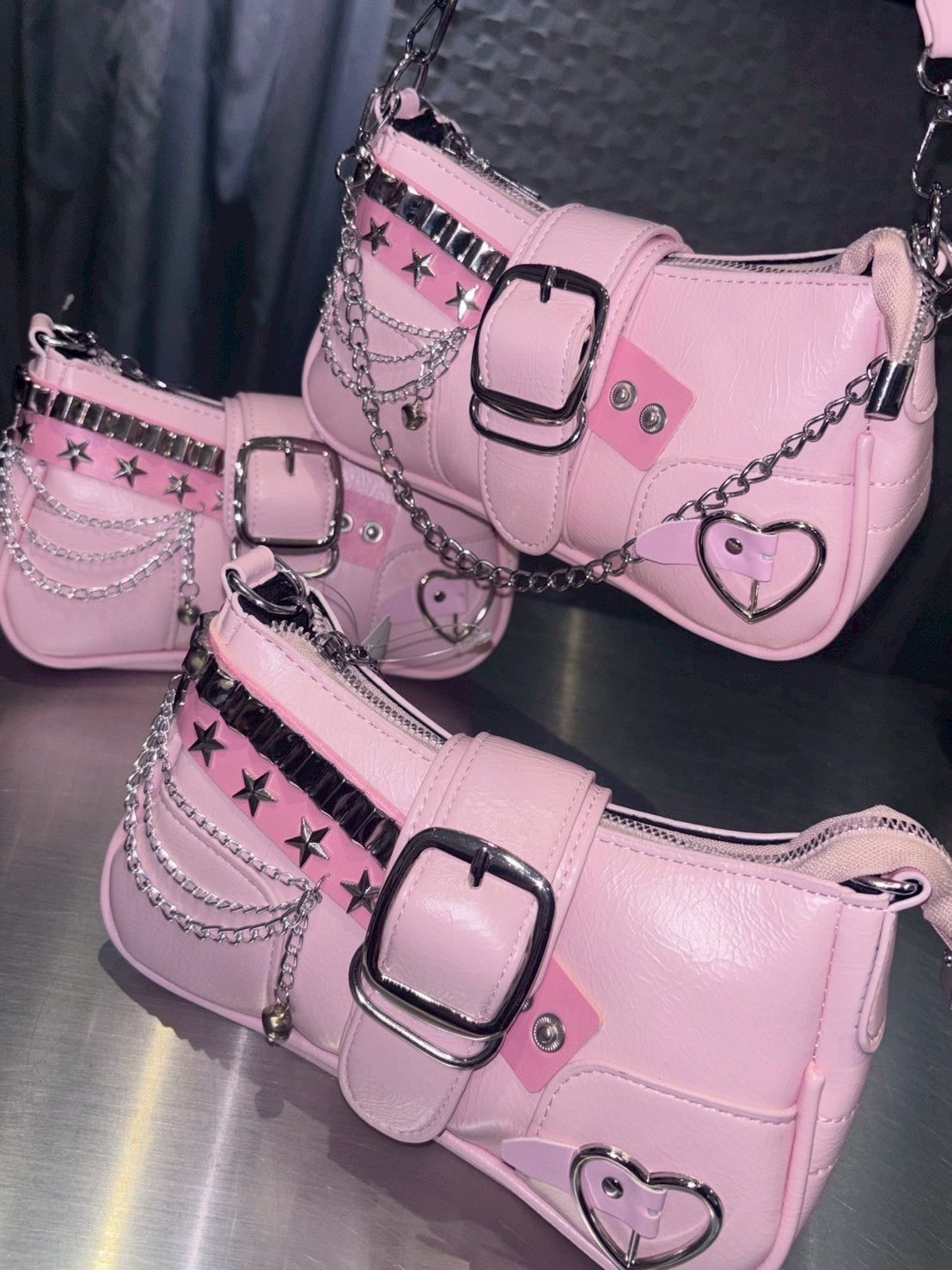 7/11 20:00発売　国際配送【BABY09】y2k pink chain belt bag
