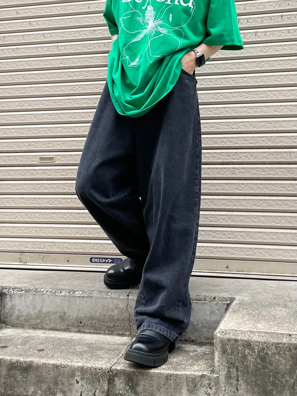 受注制【Chikashitsu +】super wide denim pants (4color)