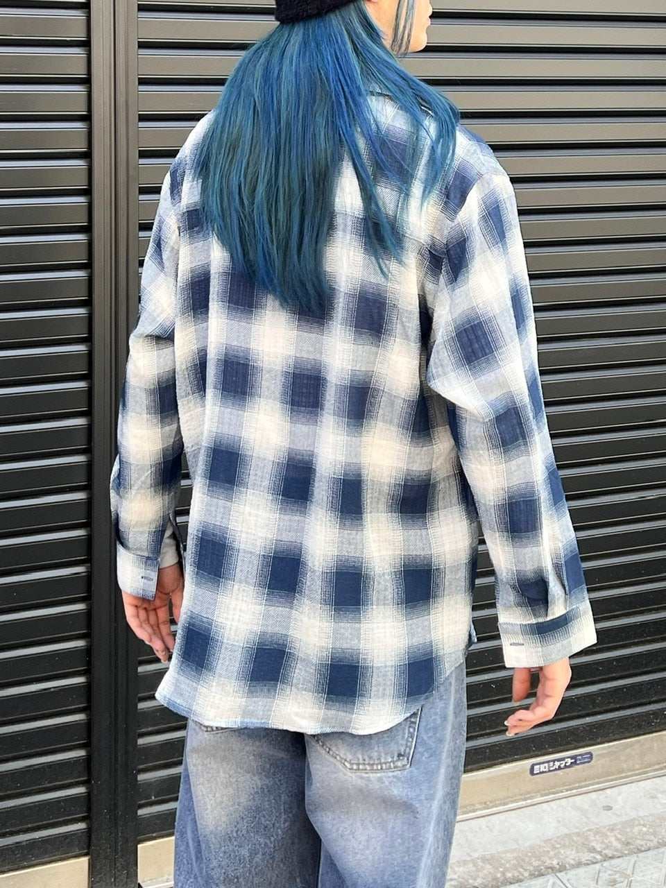 大阪店WEB限定受注制【Chikashitsu +】over fit shadow check shirt (3color)