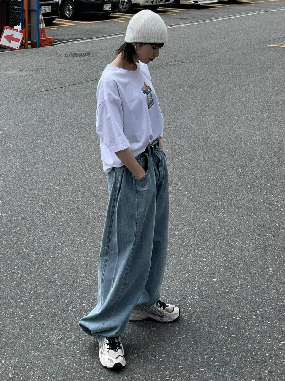 【Chikashitsu +】snap button denim pants (2color)