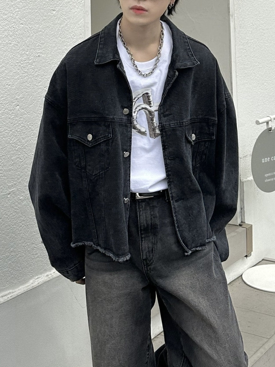 大阪店WEB限定受注制【Chikashitsu +】cutting cropped denim jacket (3color)
