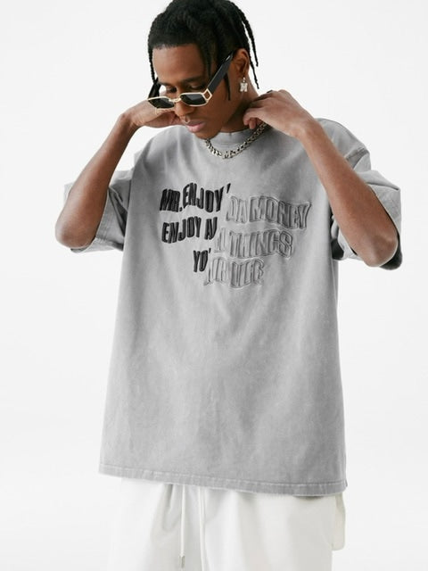 【MR. ENJOY DA MONEY】Cutting font short sleeves