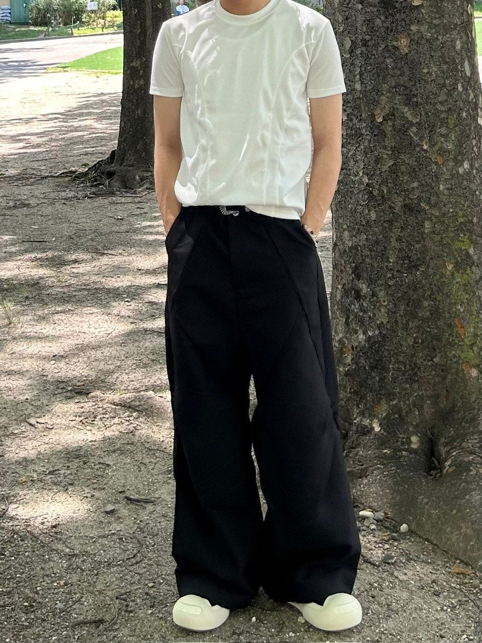 【Chikashitsu +】pattern design slacks (2color)