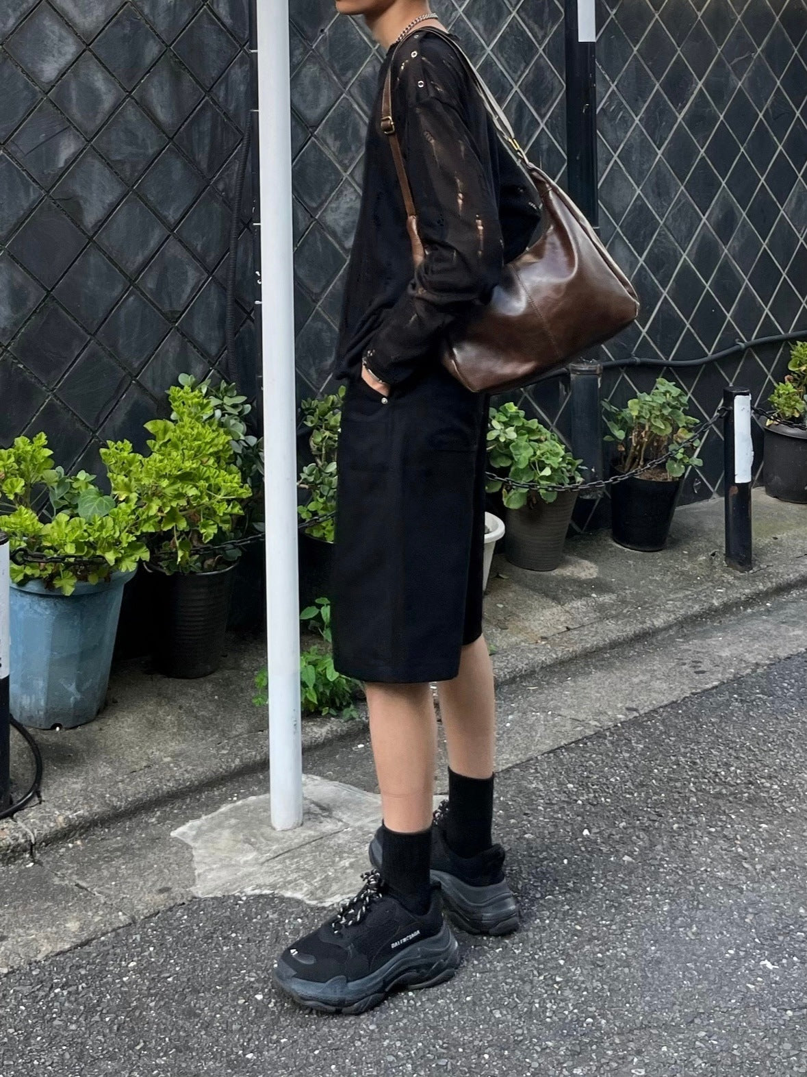 受注制【Chikashitsu +】shoulder button damage summer knit (3color)