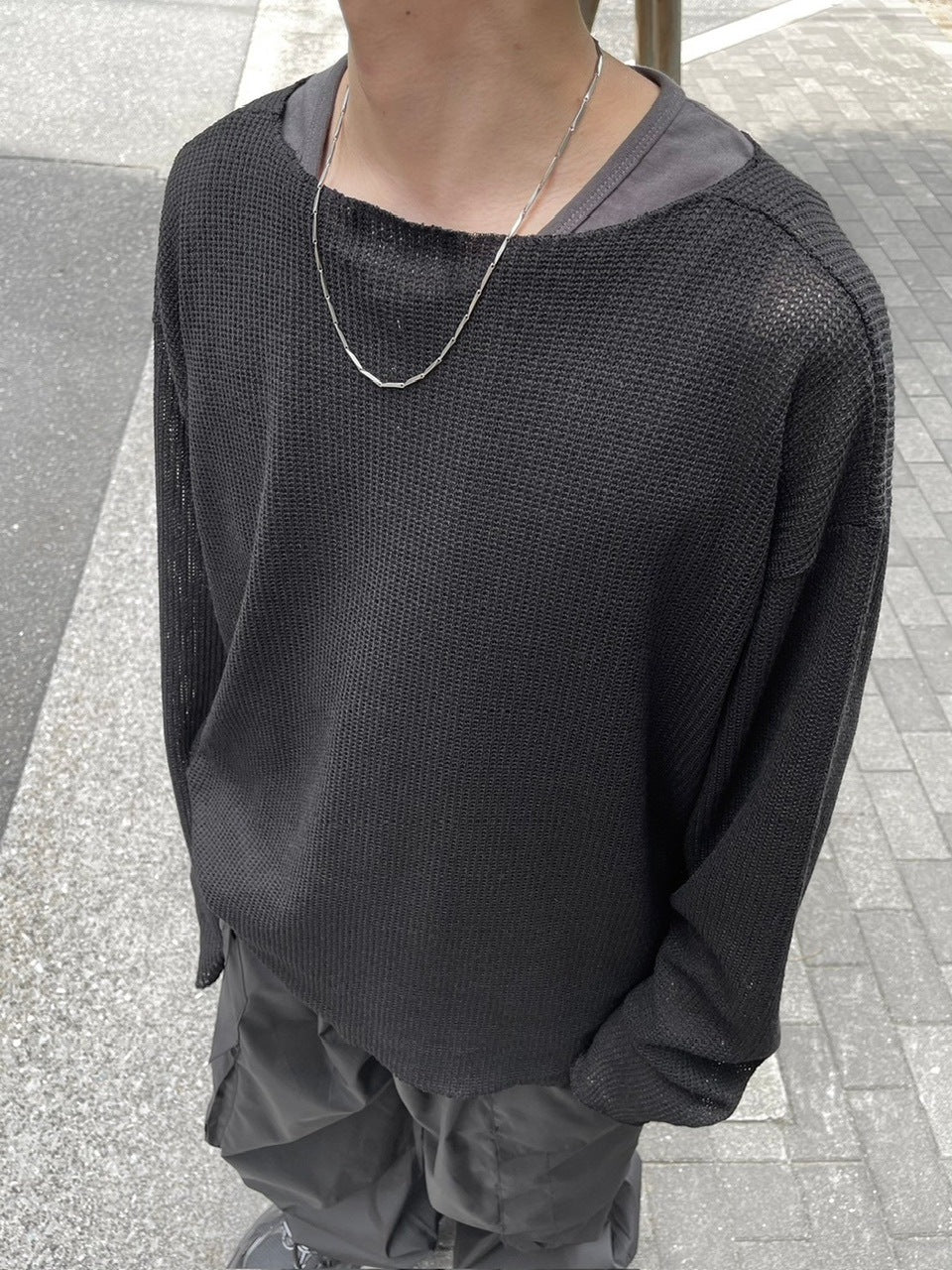受注制【Chikashitsu +】wide neck light knit (4color)