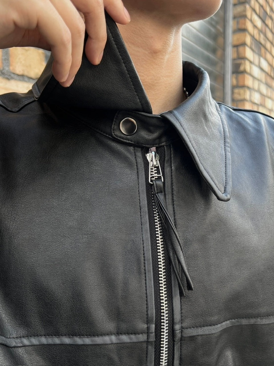 大阪店WEB限定受注制【Chikashitsu +】washing vegan leather jacket (2color)