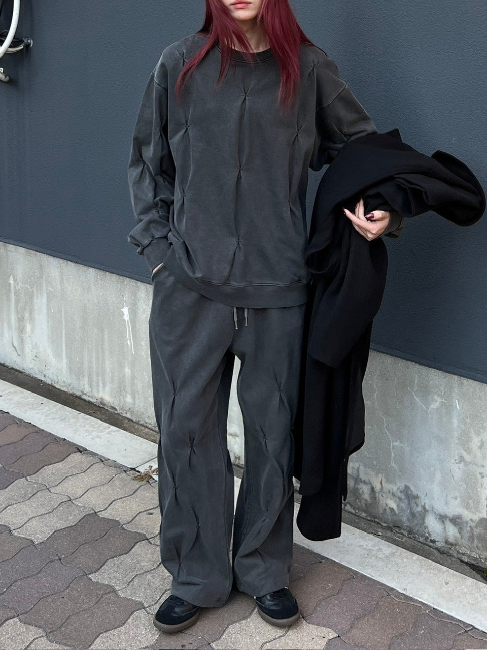 受注制【Chikashitsu +】stitch design sweat pants (3color)