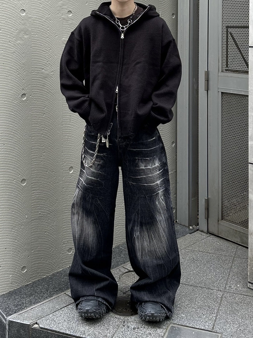 大阪店WEB限定受注制【Chikashitsu +】full zip up knit hoodie (3color)