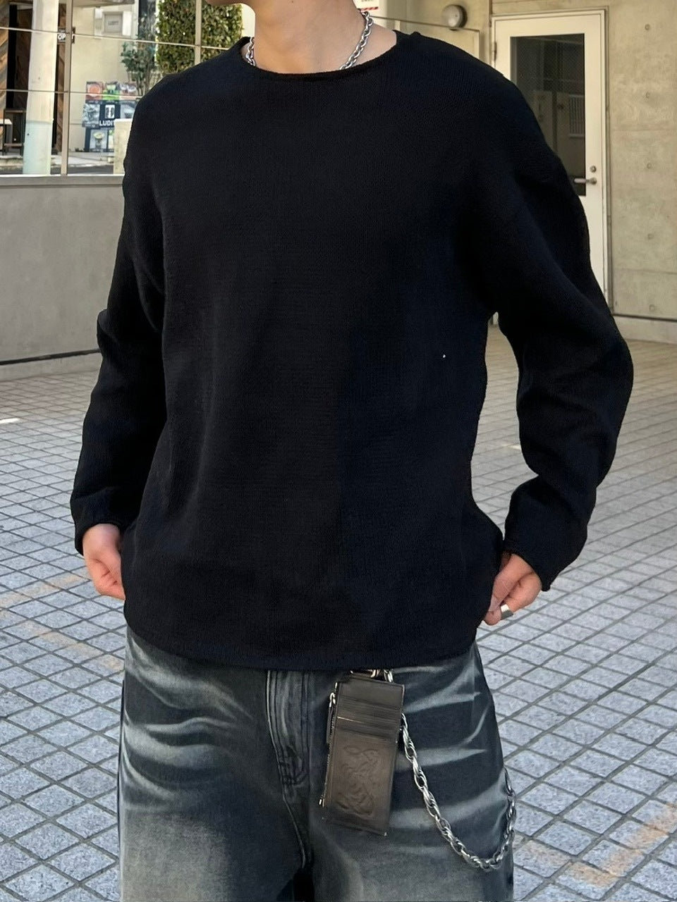 受注制【Chikashitsu +】loose fit round knit (4color)