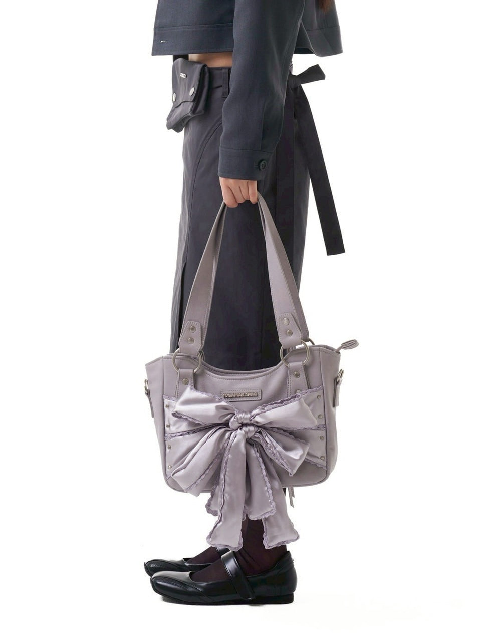 【IUGAMAKARAS】Laced Ribbon Leather Shoulder Bag