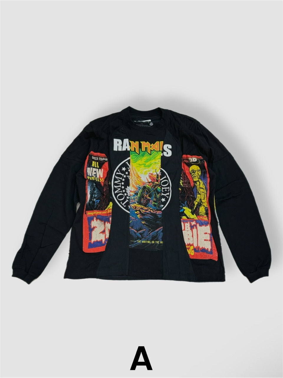 【Re +】cutting switch long sleeve (black)