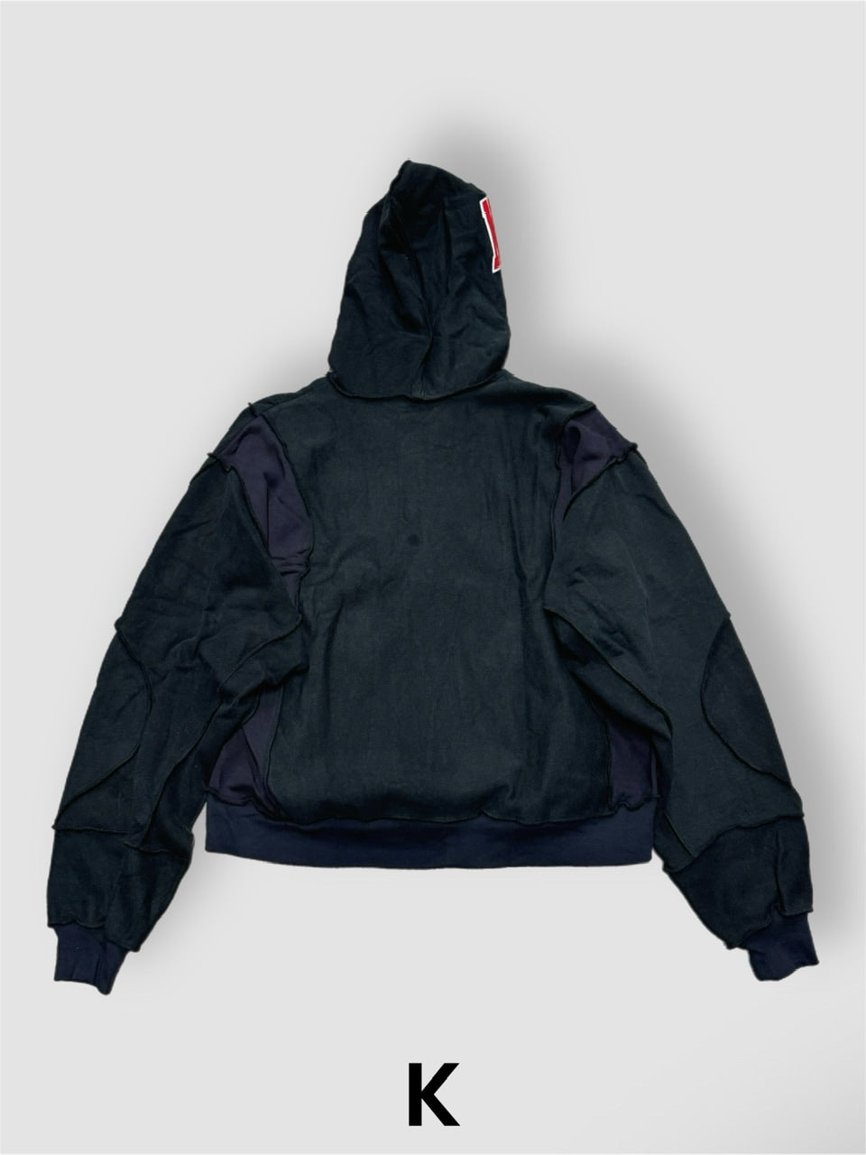 【Re +】double zip cutting switch hoodie (black)
