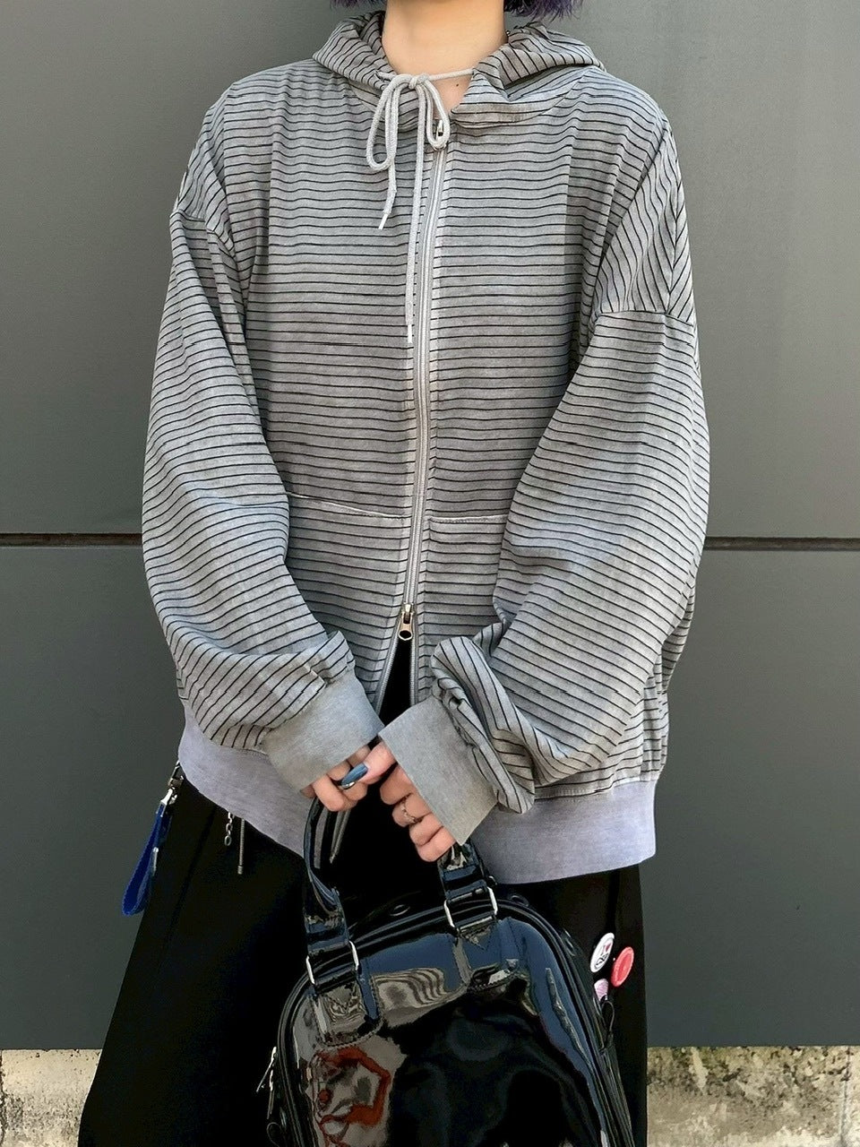 【youll】pigment border zip up hoodie (3color)