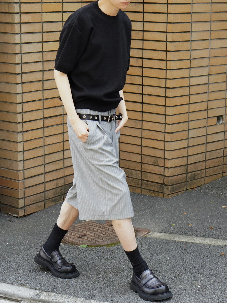 東京店WEB限定受注制【Chikashitsu +】stripe bermuda pants (2color)