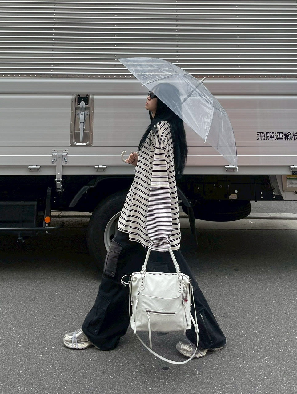 【Chikashitsu +】oversized layered border washed long sleeve / 【チカシツプラス】オーバーサイズウォッシュドレイヤードボーダー長袖Tシャツ(2color)