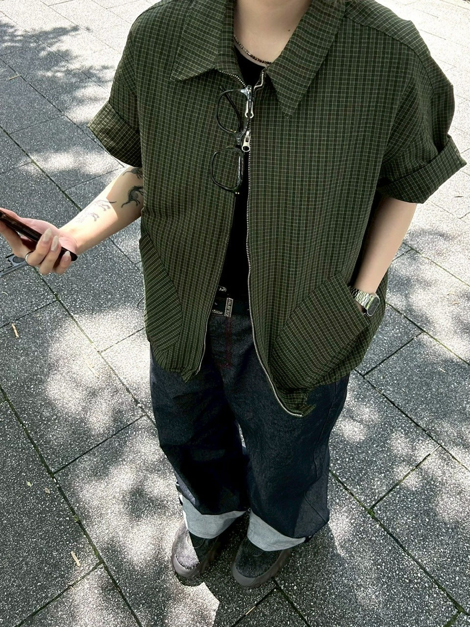 受注制【youll】cropped check shirt jacket (3color)