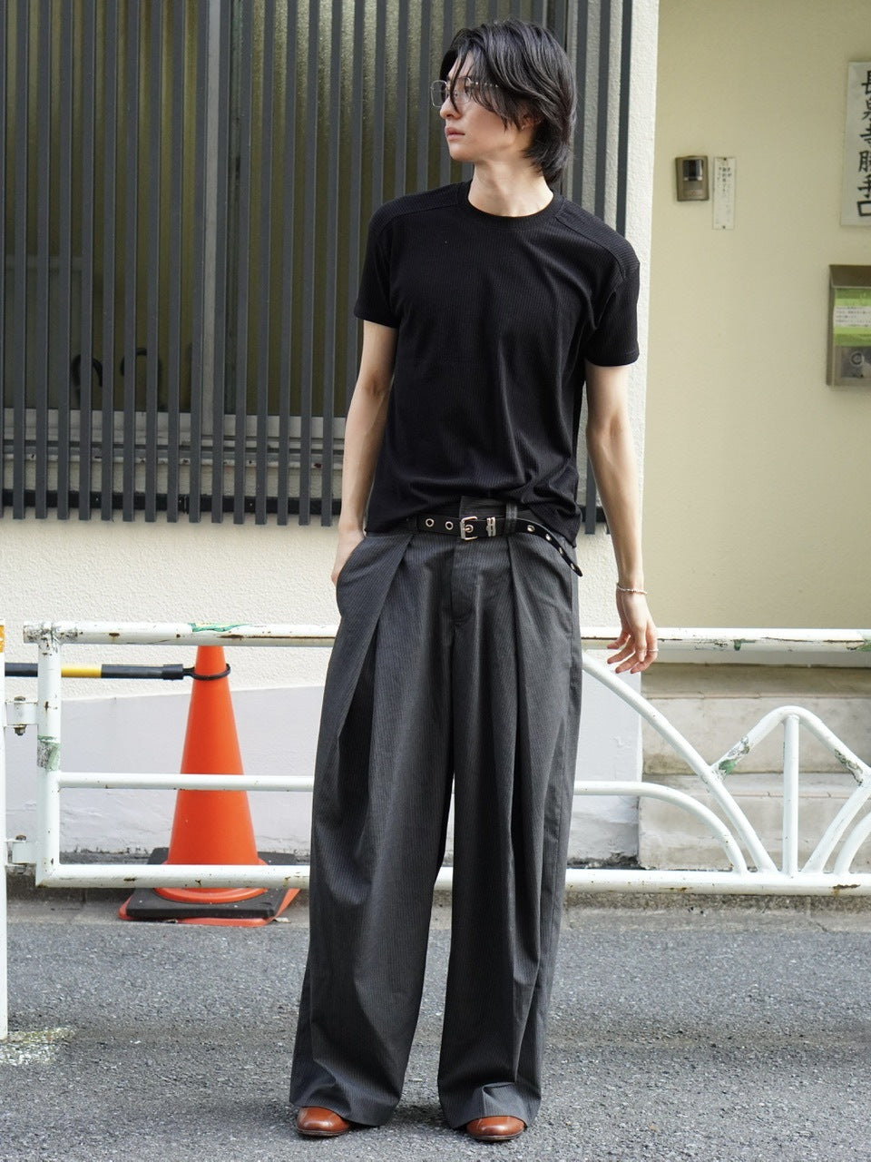 東京店WEB限定受注制【Chikashitsu +】cropped rib knit tee (3color)