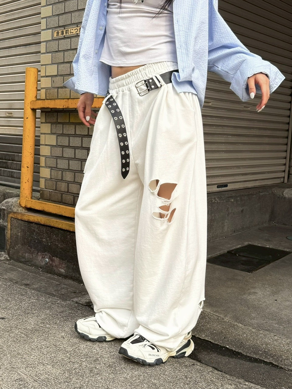【Chikashitsu +】full length damage sweat pants / 【チカシツプラス】フルレングスダメージスウェットパンツ (3color)