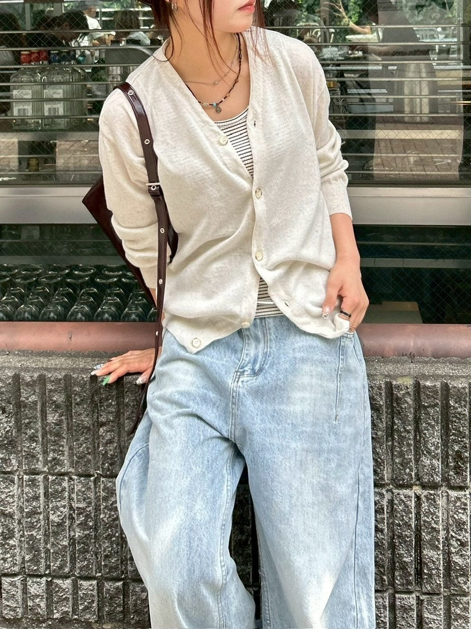 東京店WEB限定【Chikashitsu +】cropped linen knit cardigan / 【チカシツプラス】クロップドリネンニットカーディガン (3color)