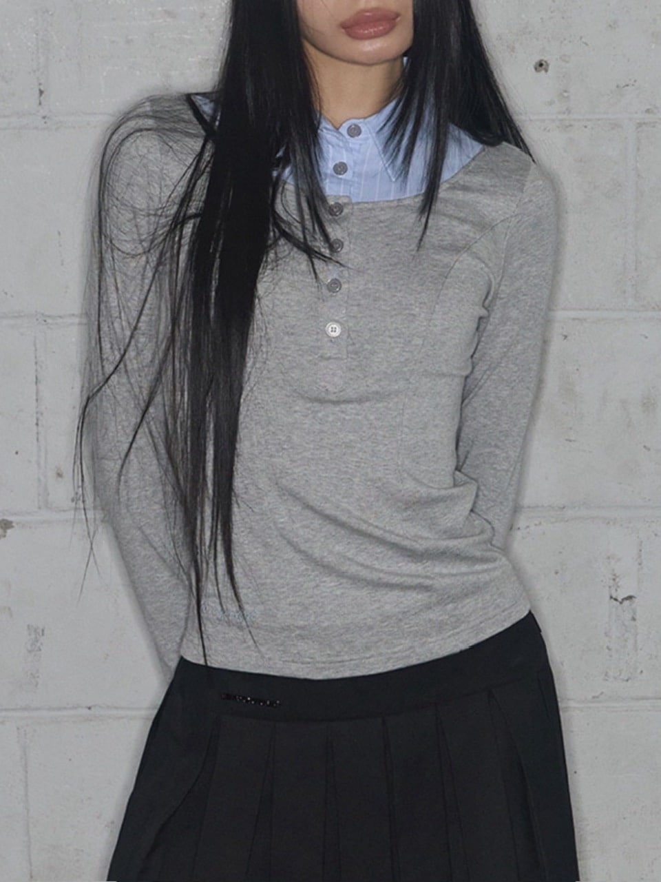 【FANCY CLUB】SHIRT LAYERED LONG SLEEVE / 【ファンシークラブ】シャツレイヤード長袖Ｔシャツ