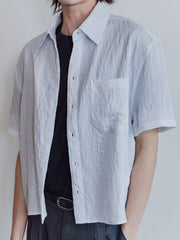 【Waviness】Sheer Origami Crop Half Shirts