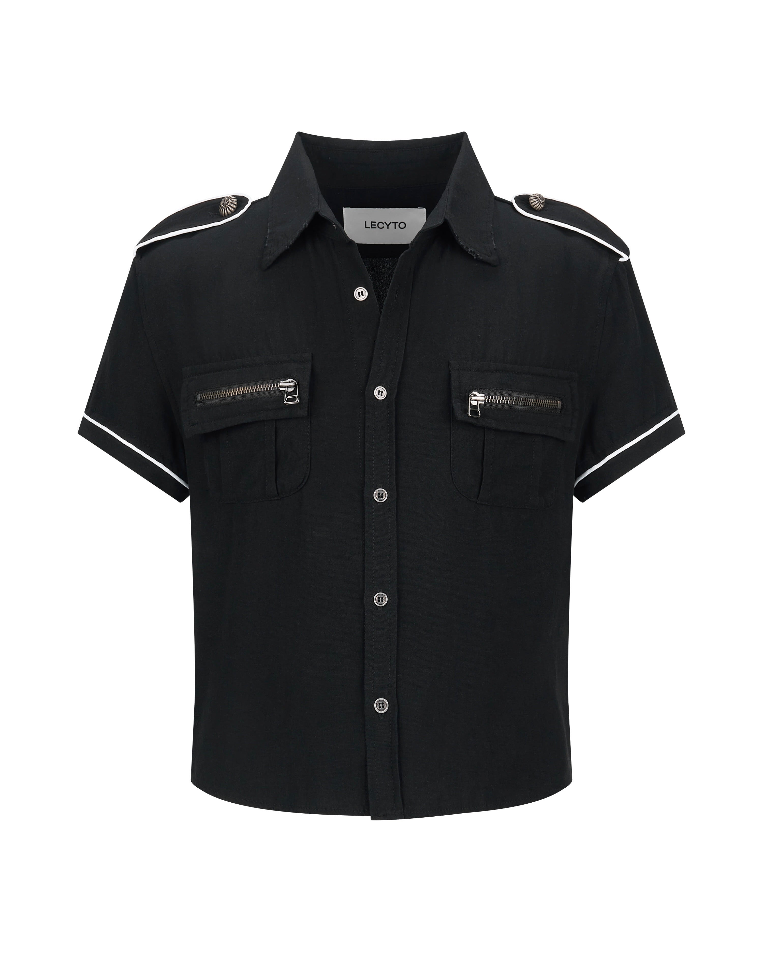 【LECYTO】Piping Military Half Shirt
