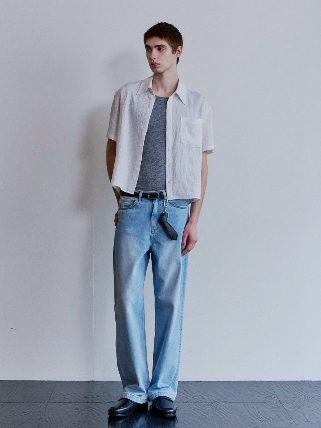 【Waviness】Sheer Origami Crop Half Shirts