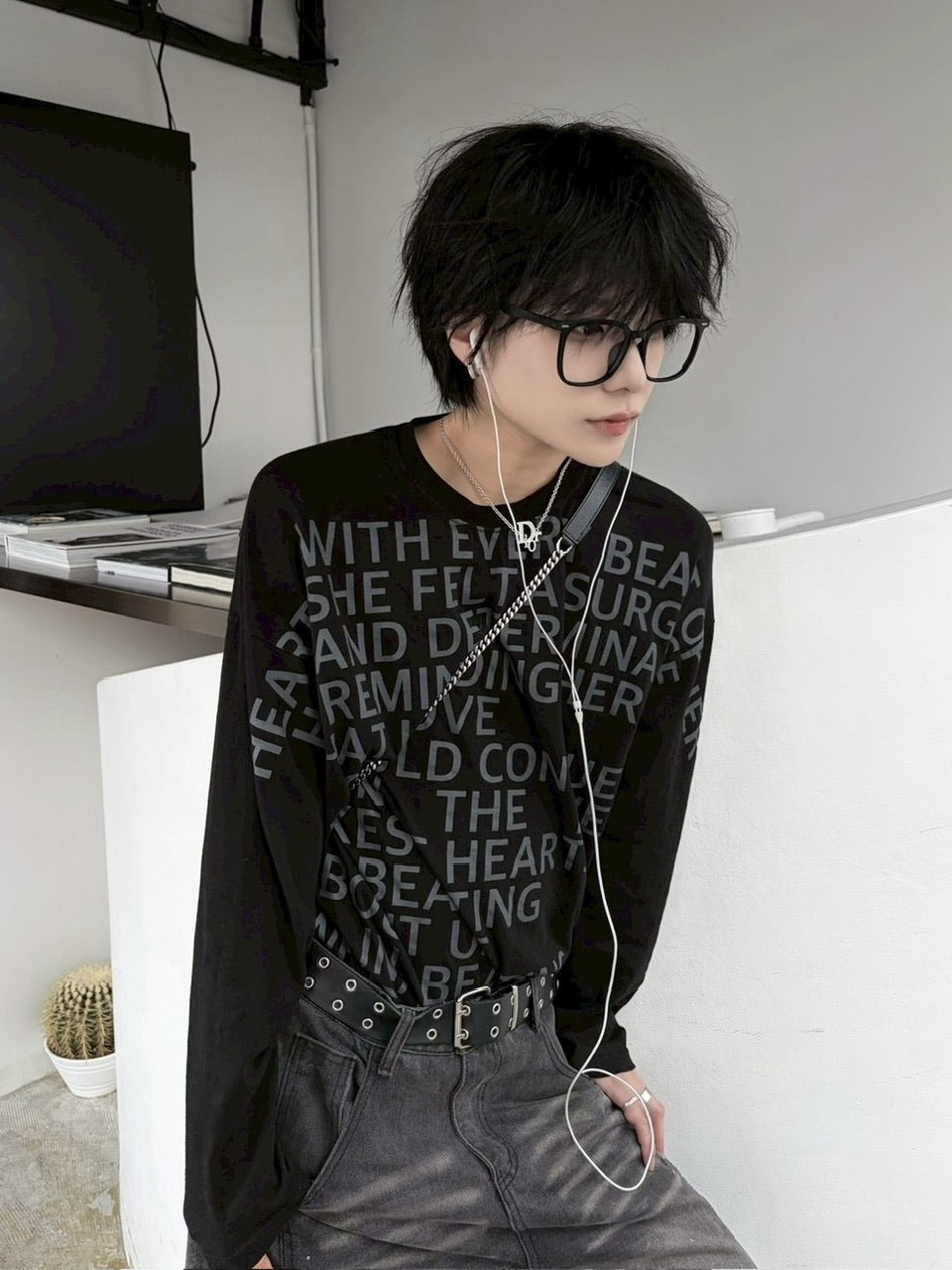 受注制【LUV CODE】lettering long sleeve tee (3color)