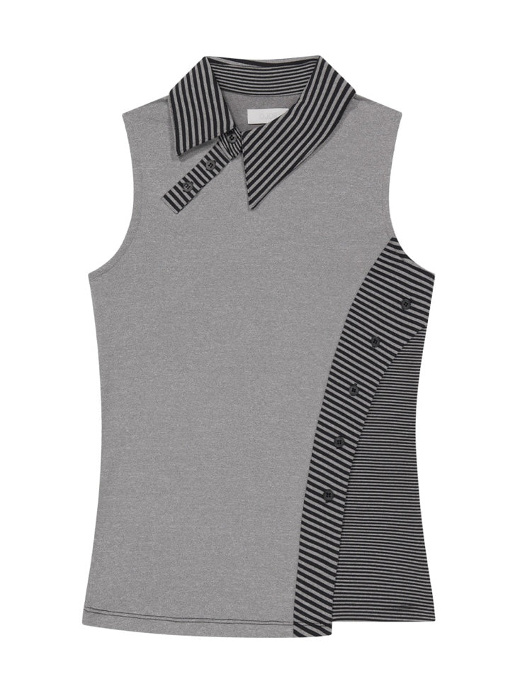 【OJOS】Curved Cut Collar Tank