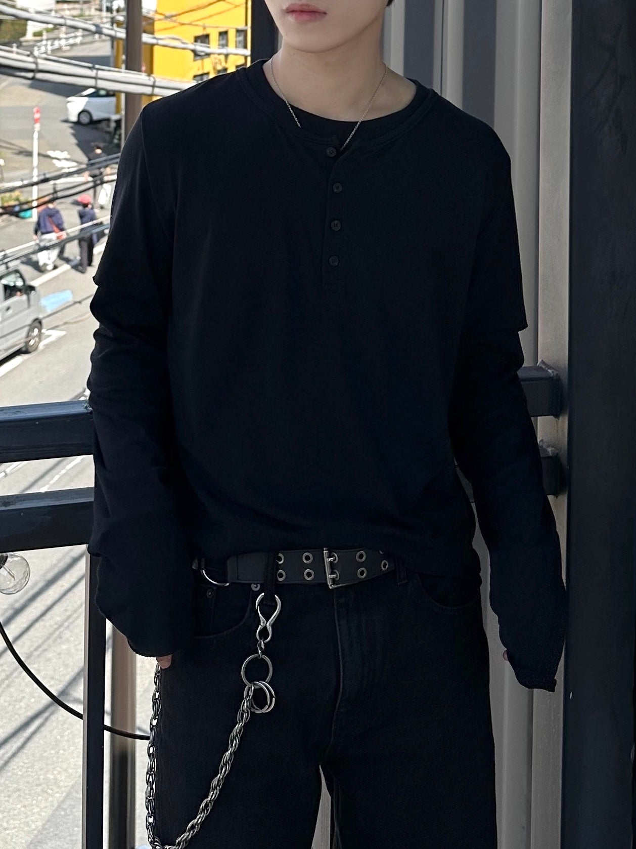 大阪店WEB限定受注制【Chikashitsu +】double layer henry long sleeve (3color)