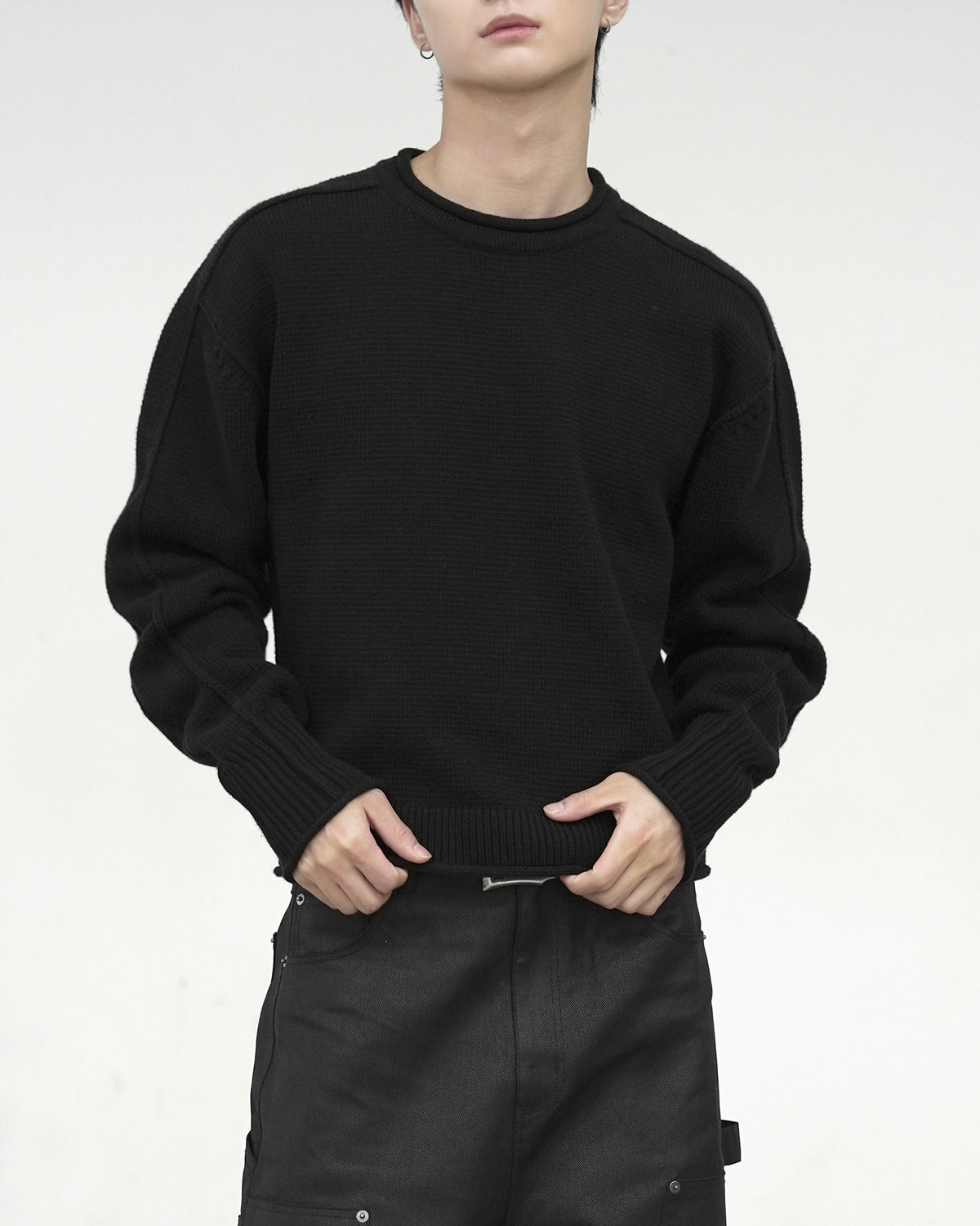 【CHIKASHITSU PLUS HIGH】Contour roll knit sweater (2color)