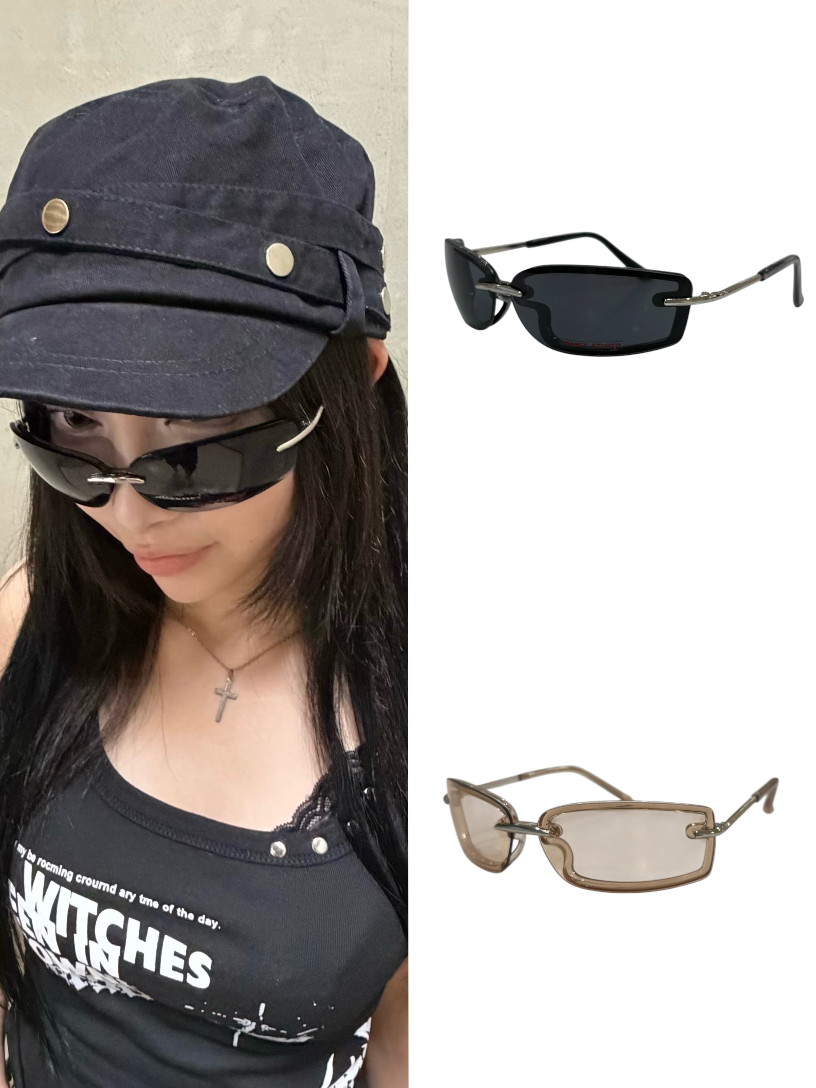 国際配送【Never mind the XU】slim shade sunglasses (2color)