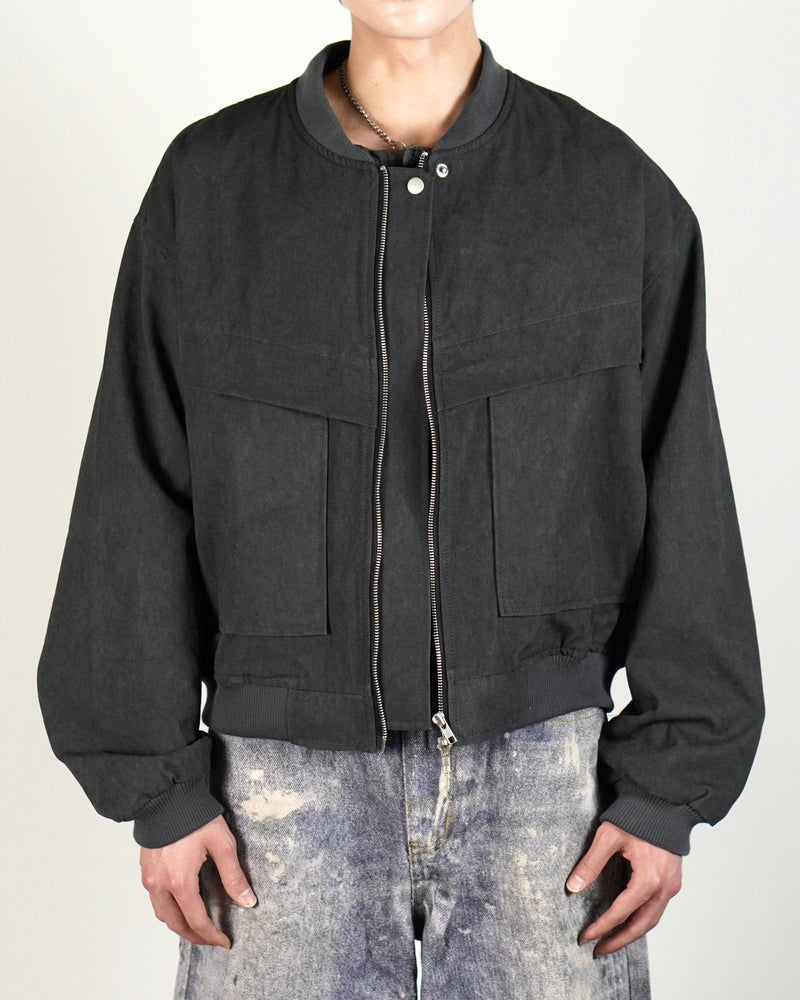 受注制【Chikashitsu +】stone wash bomber jacket