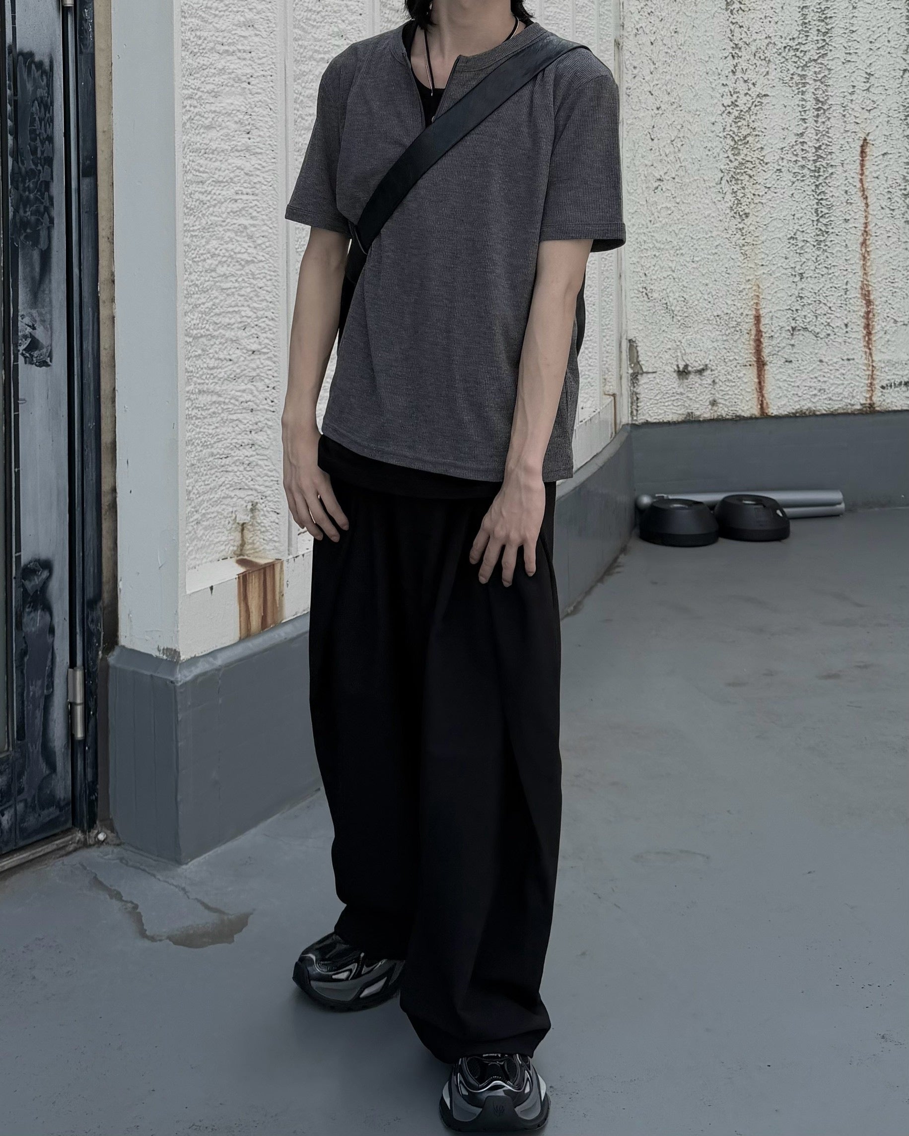 受注制【nmtc+】Half Zip-Up Slim Tee (3color)