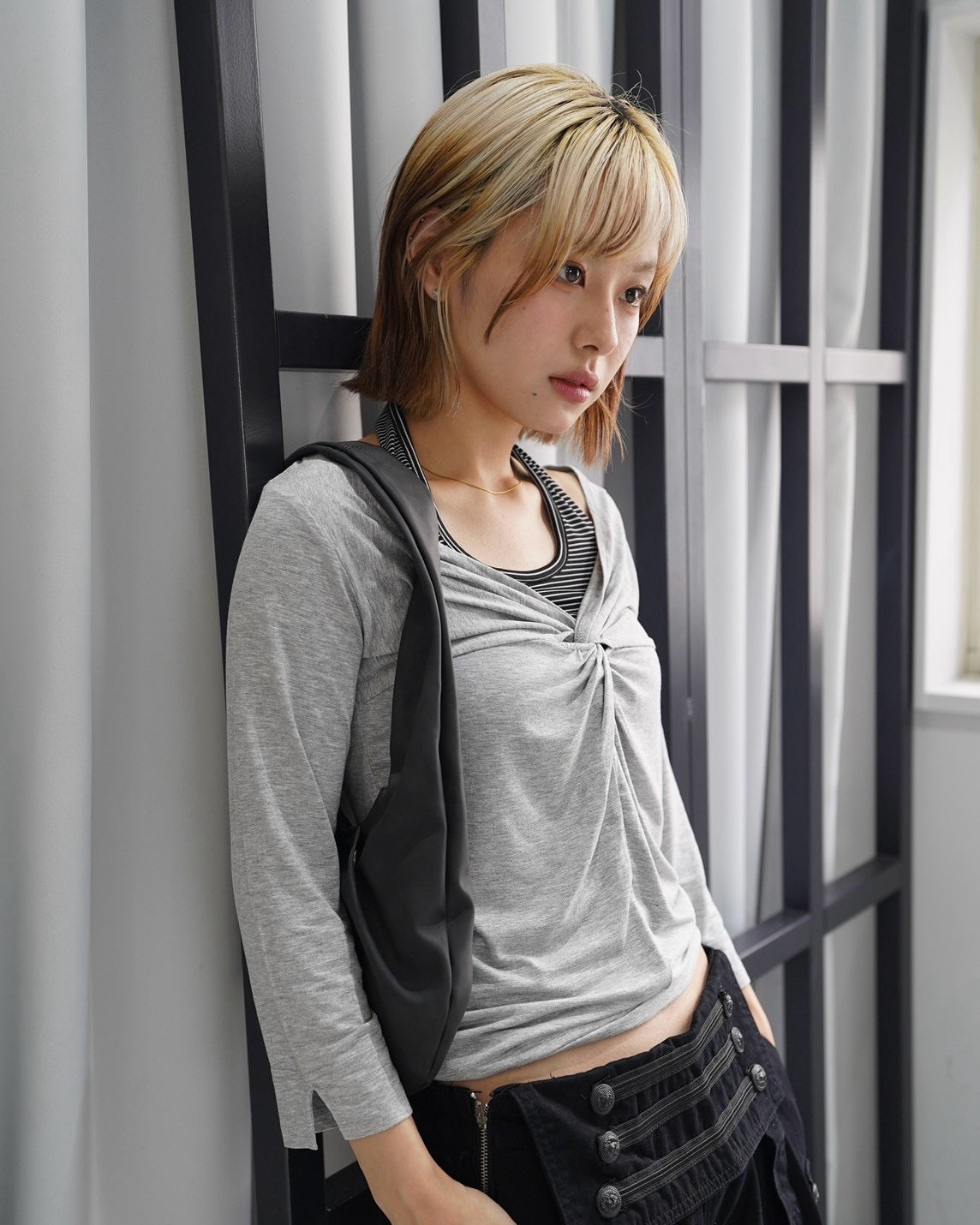 受注制【OaKS】twisted 7 length sleeve t-shirt (2color)