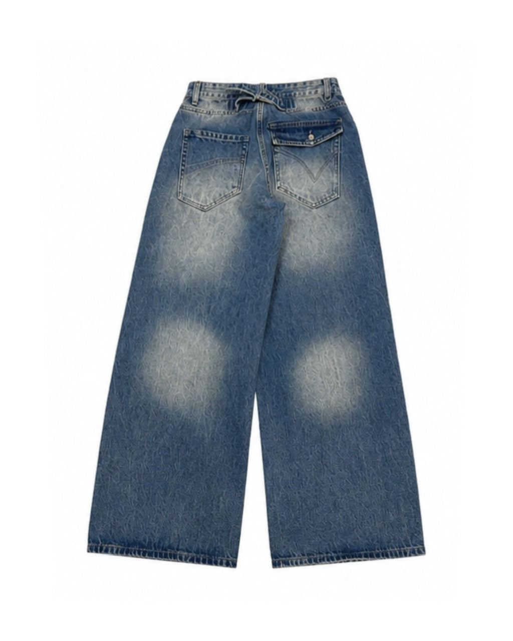 国際配送【Never mind the XU】studs washed wide denim pants (2color)