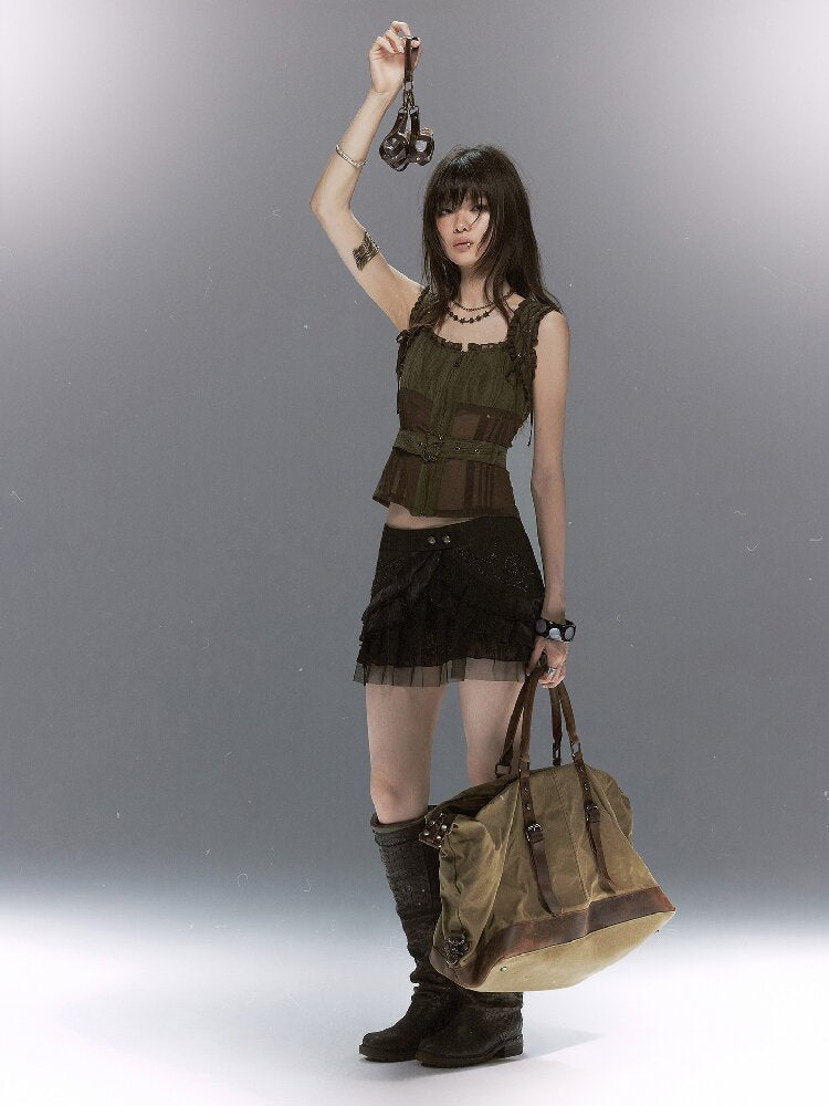 【Cest Nous】Vine pleated short skirt