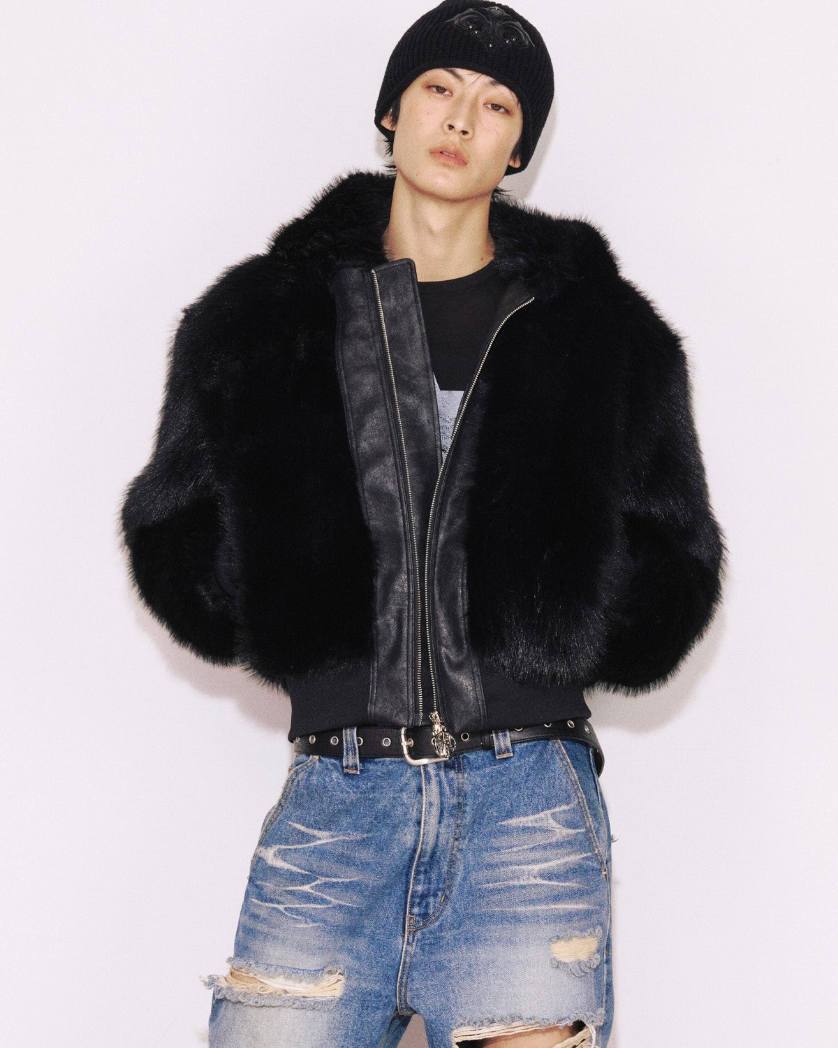 【LECYTO】Imperium Leather Patch Beanie