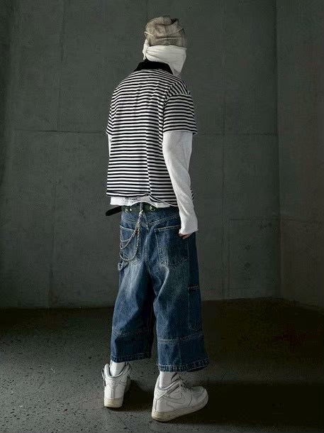 【roaringrad】Striped Polo T-shirt