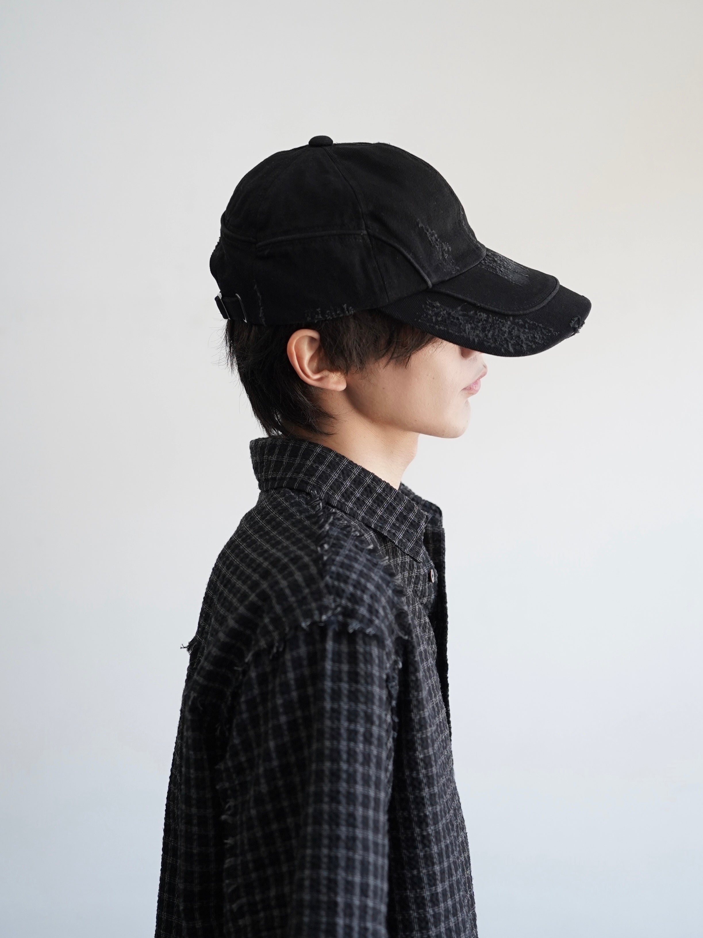 5/23 20:00発売【CHIKASHITSU PLUS HIGH】Arch washed denim cap (wash black)