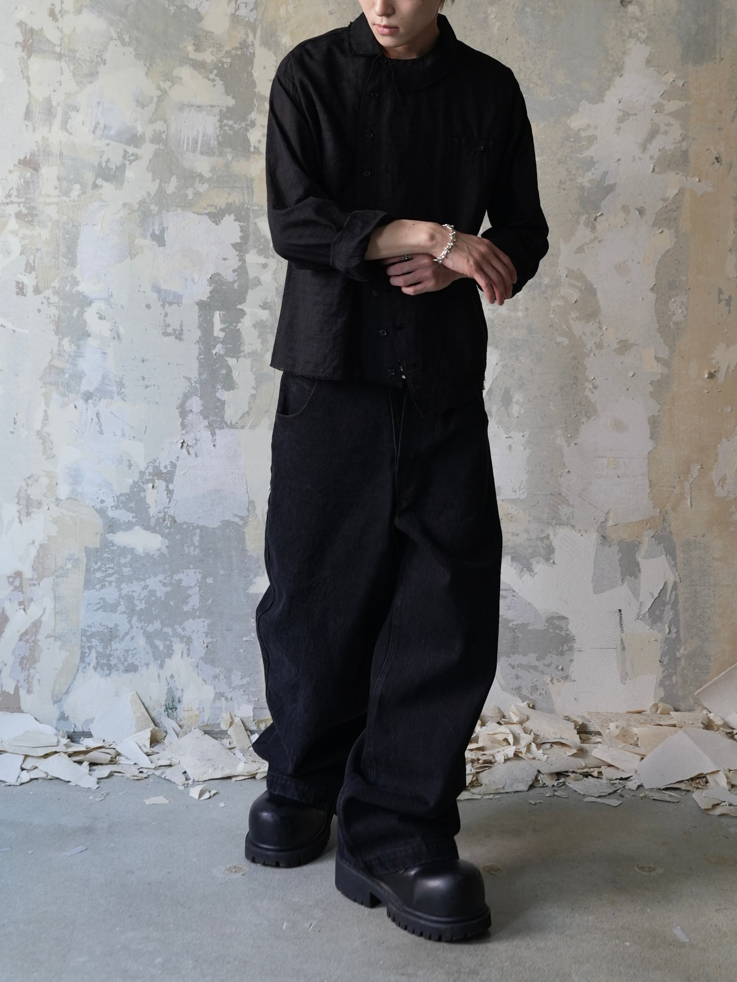 【Lee fi Ne】Offset Sheer Check Shirt