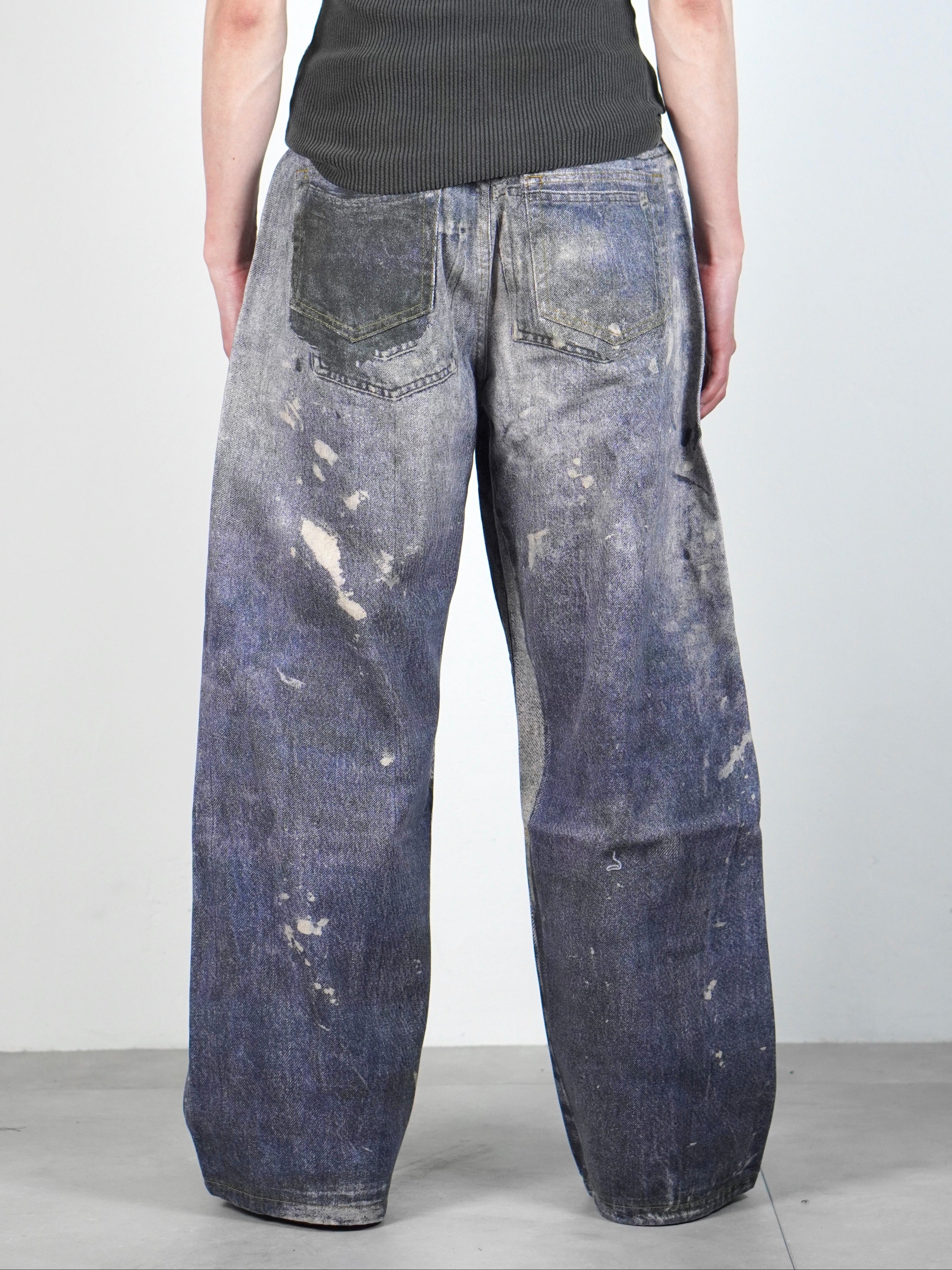 受注制【Chikashitsu +】degital print wide denim pants