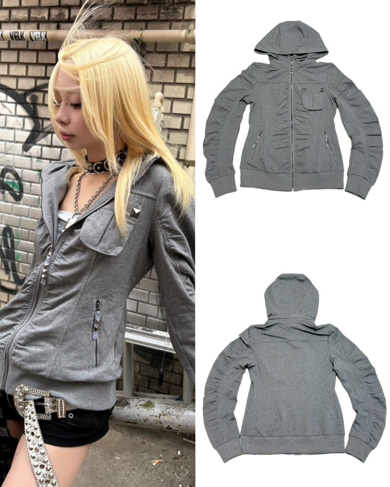 国際配送【BABY09】 Riot Shirring Zip Hoodie