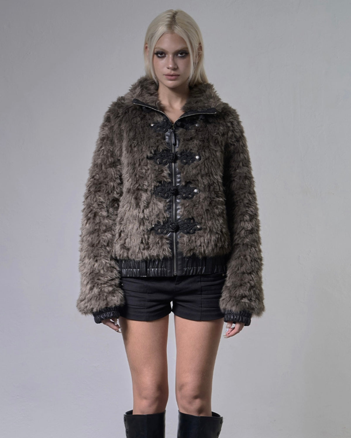 【FANCY CLUB】TOGGLE LEATHER FUR JACKET