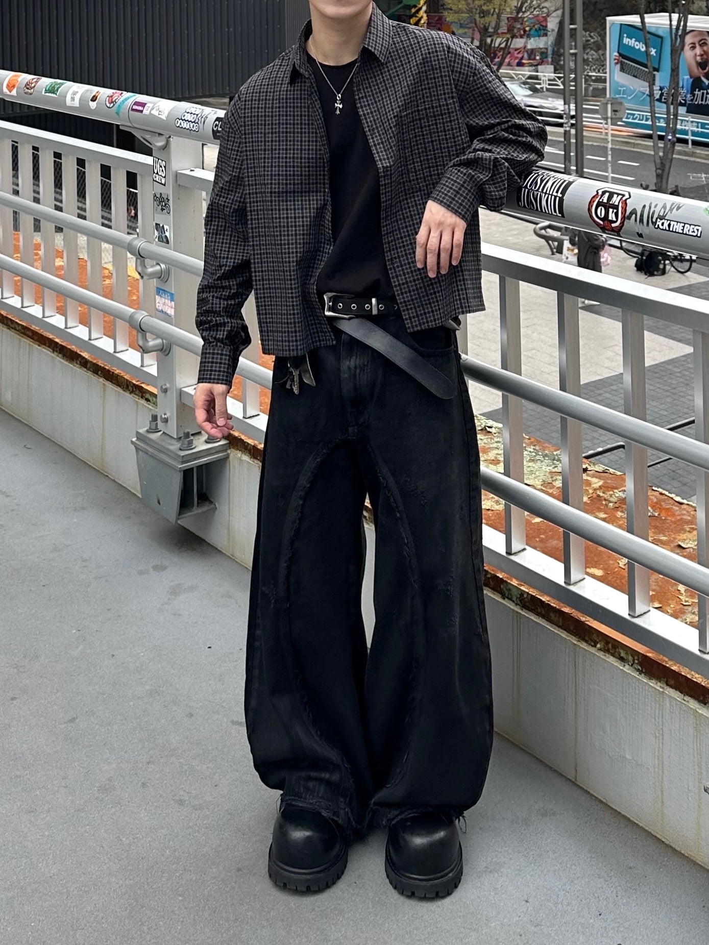 大阪店WEB限定受注制【Chikashitsu +】modern crop check shirt (2color)