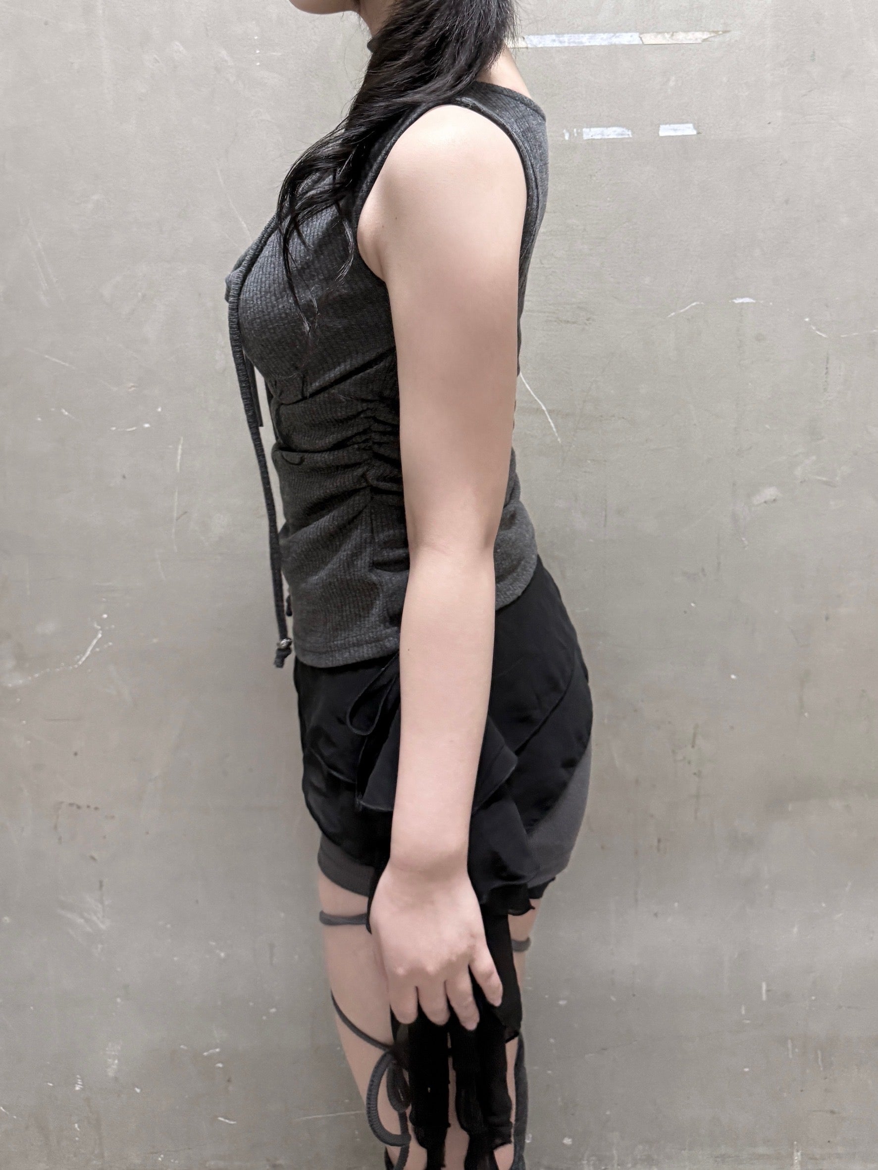 受注制【nmtc+】Doodle Lace Sleeveless Tee Muffler Set (2color)