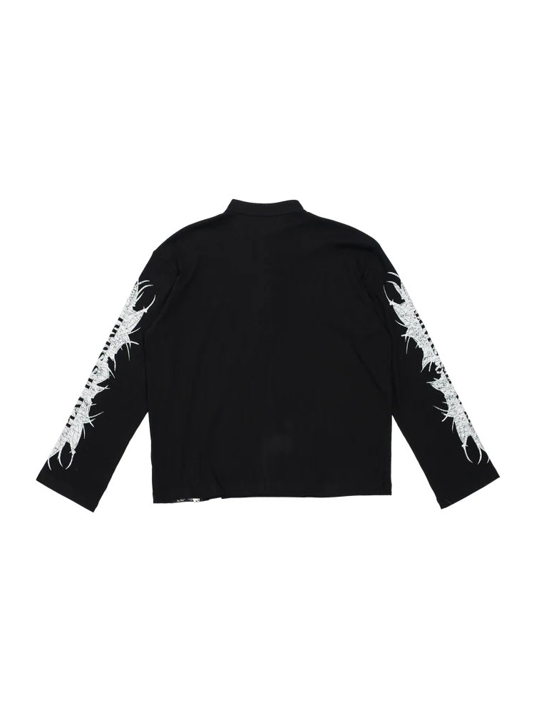 【F.V.V.O】Ribbed Printed Henley Long Sleeve