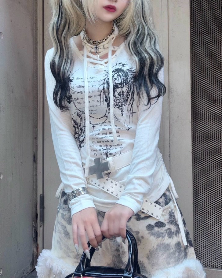 国際配送【BABY09】v-neck ribbon shirring tops