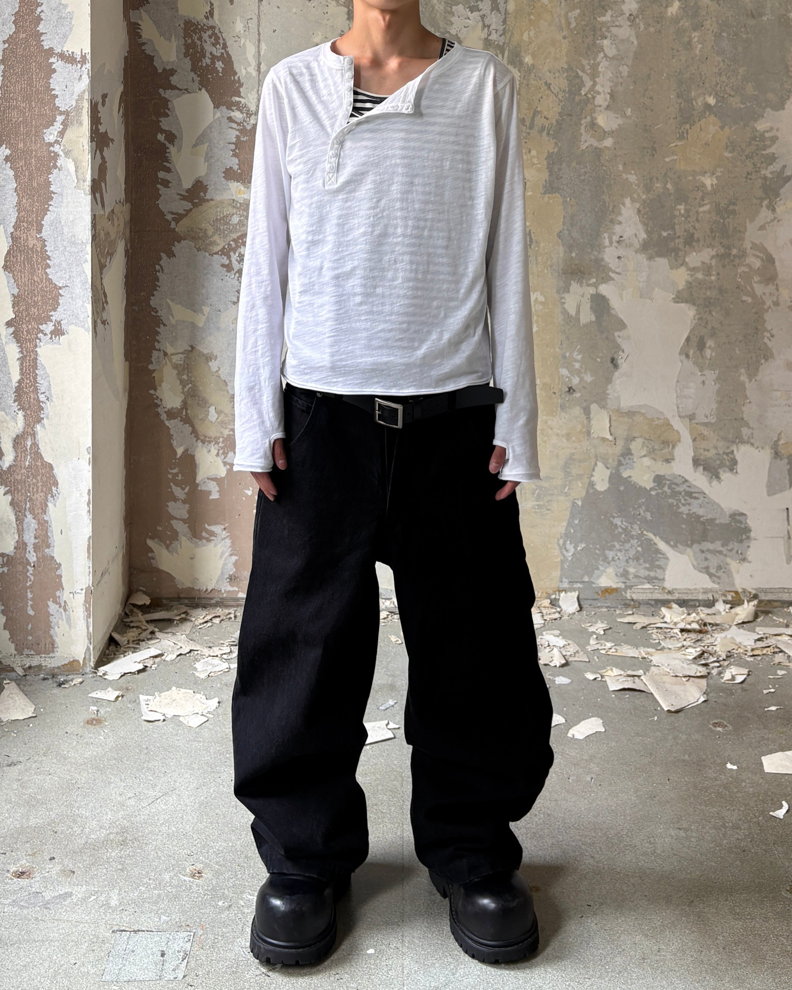 【Lee fi Ne】Offset Henley LS Tee