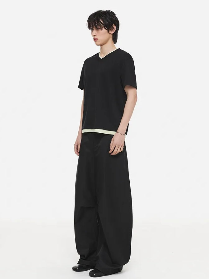 【DNSR】Layered V-Neck Half T-Shirt
